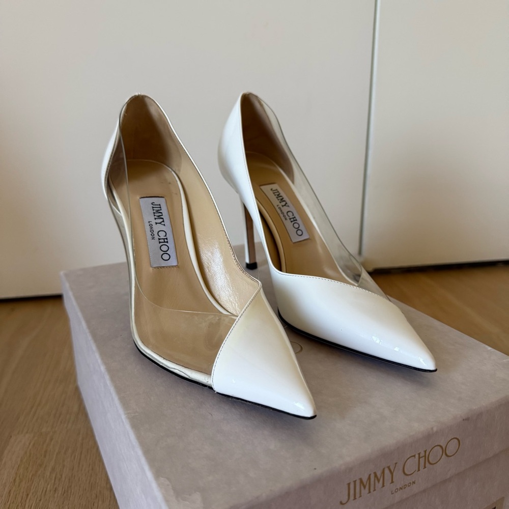 Jimmy Choo White and Transparent Heels